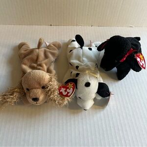 3 TY Beanie Babies Dogs Dottie Spunky GiGi